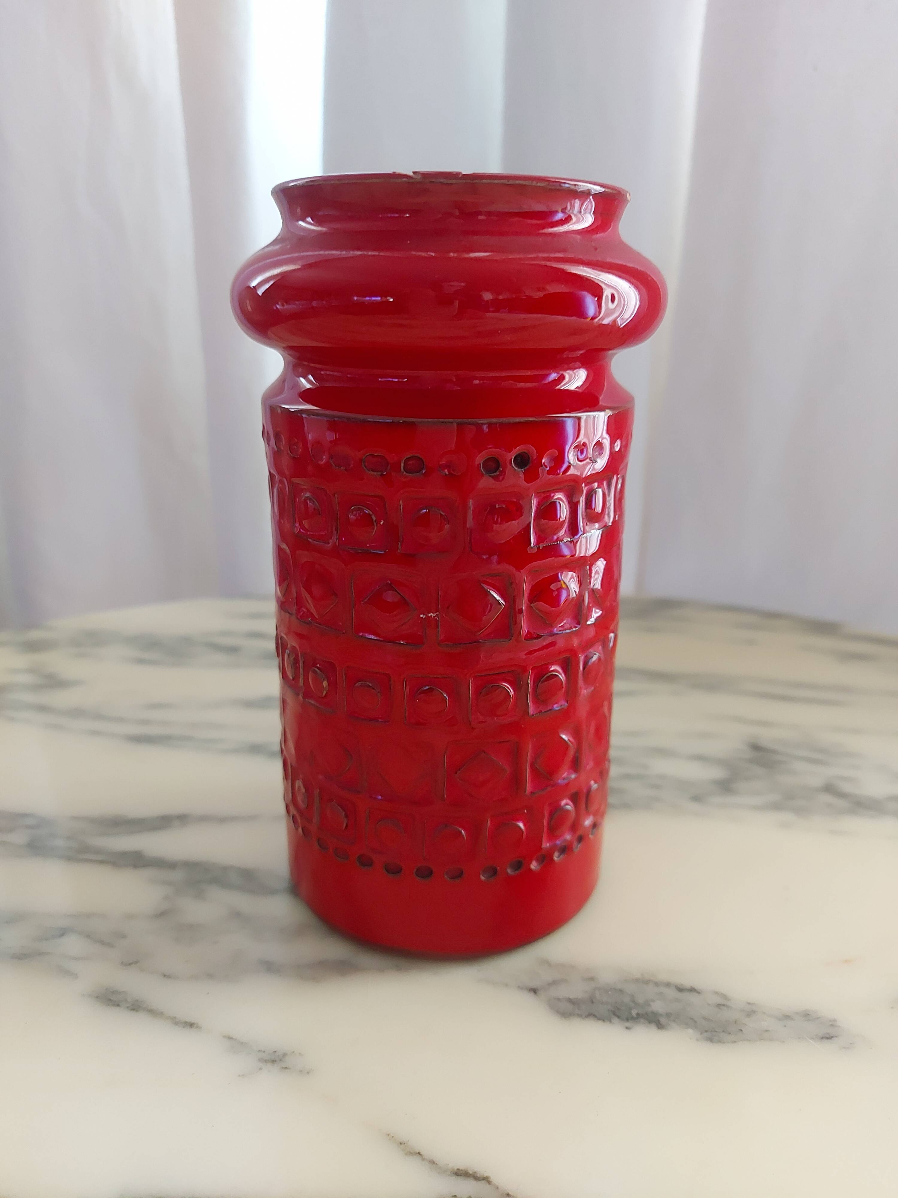 Red ceramic vase Aldo Londi , Bitossi , Italy