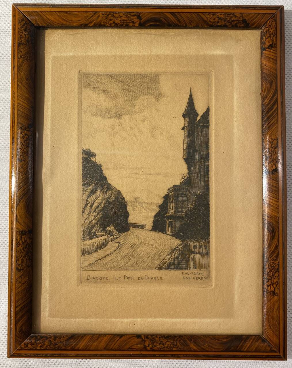 Old engraving, Biarritz, the Devil's Bridge 20th century