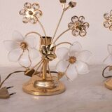 Set of 2 Murano Table Light White Flowers, 1970s