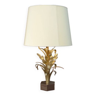 Large Table Lamp in metal, glass and fabrics 1970s