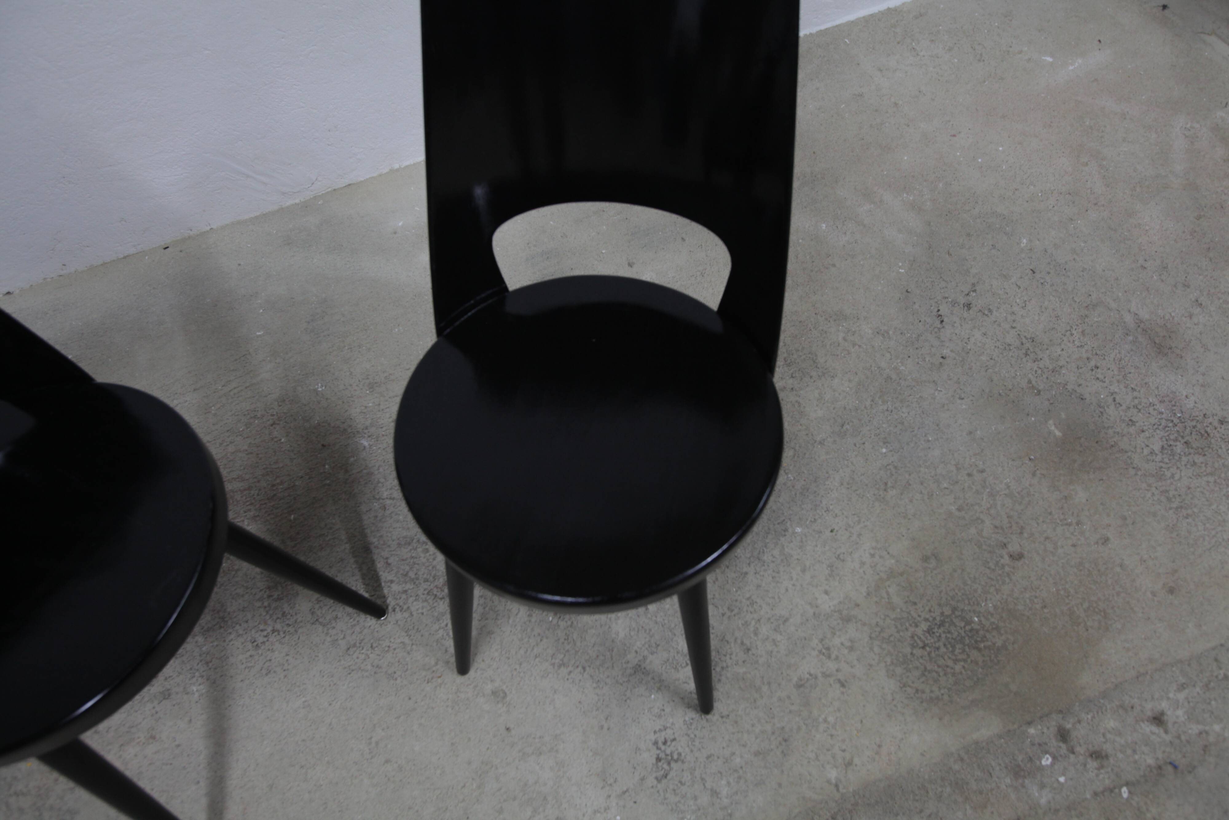 Pair of Baumann Montdor model chairs restored black 1980