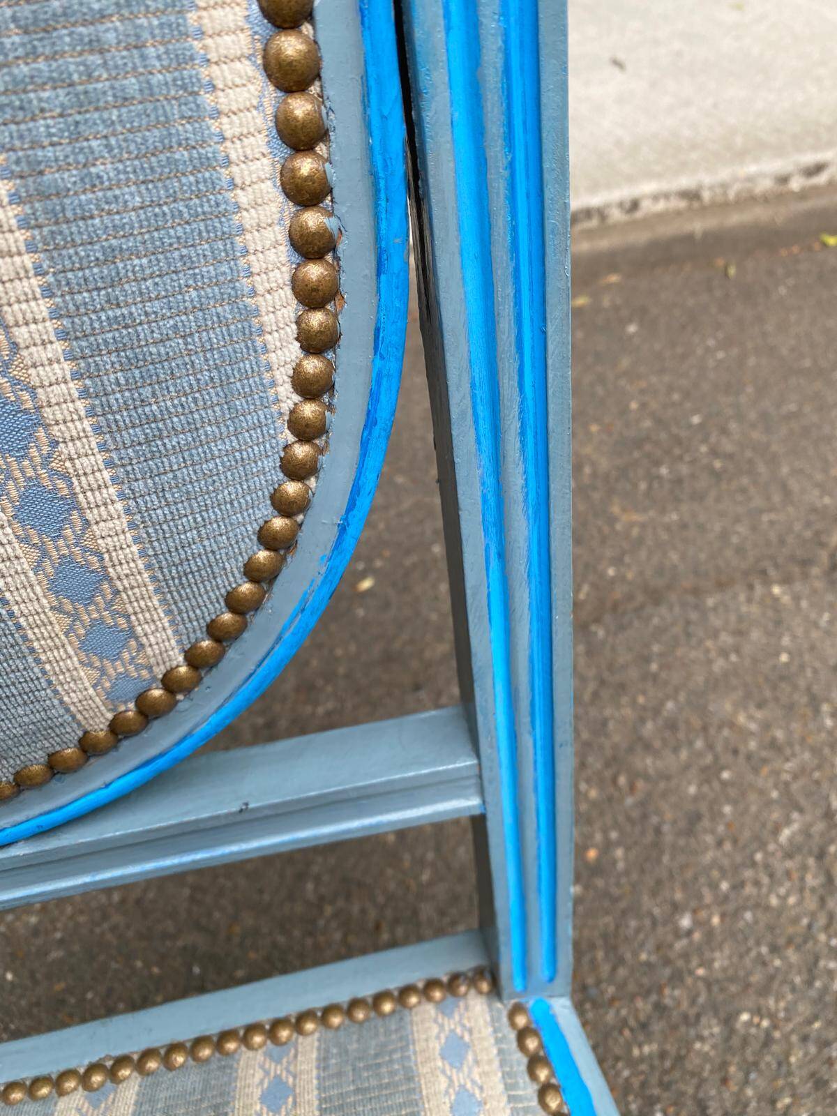 Louis XVI Style Chair / Medallion Painted in Blue
