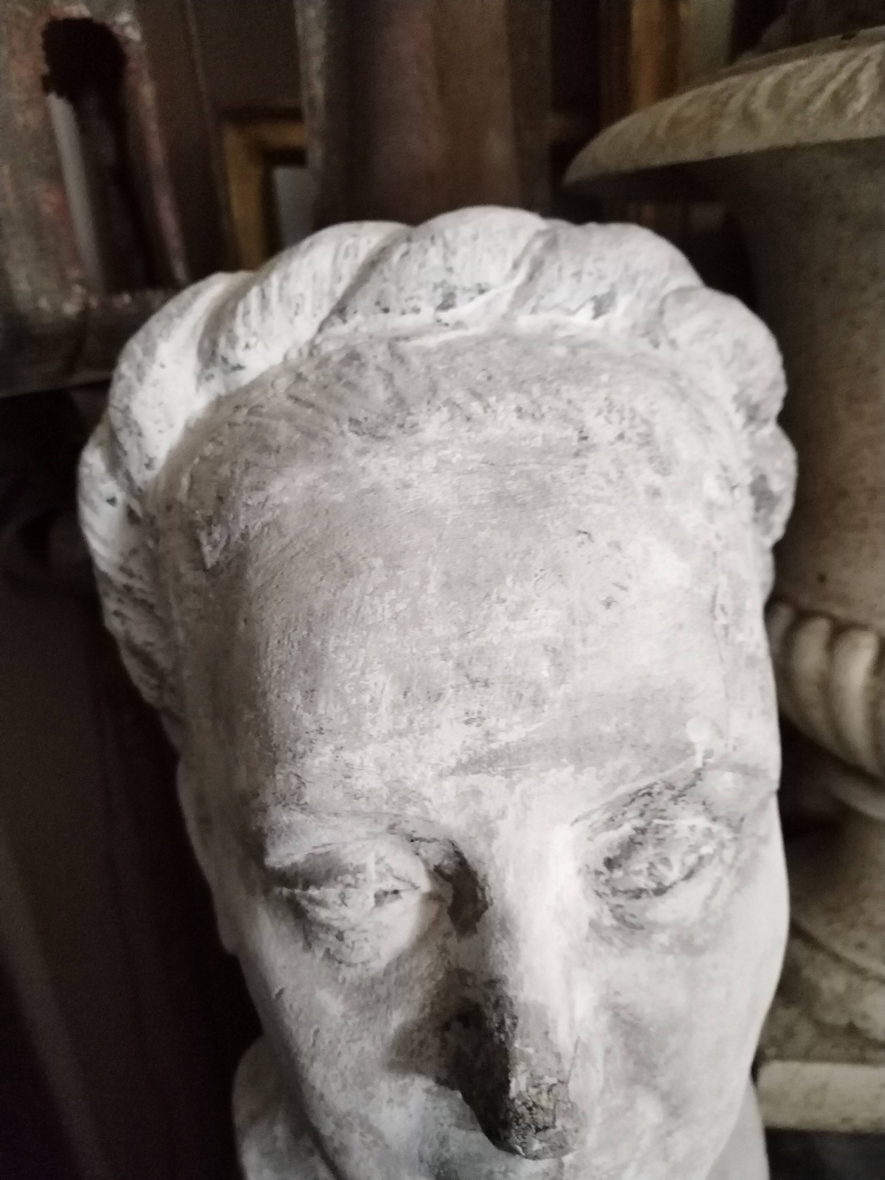 Large plaster bust of woman foot shower early 20th