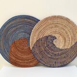 Duo of rattan trays for wall decoration