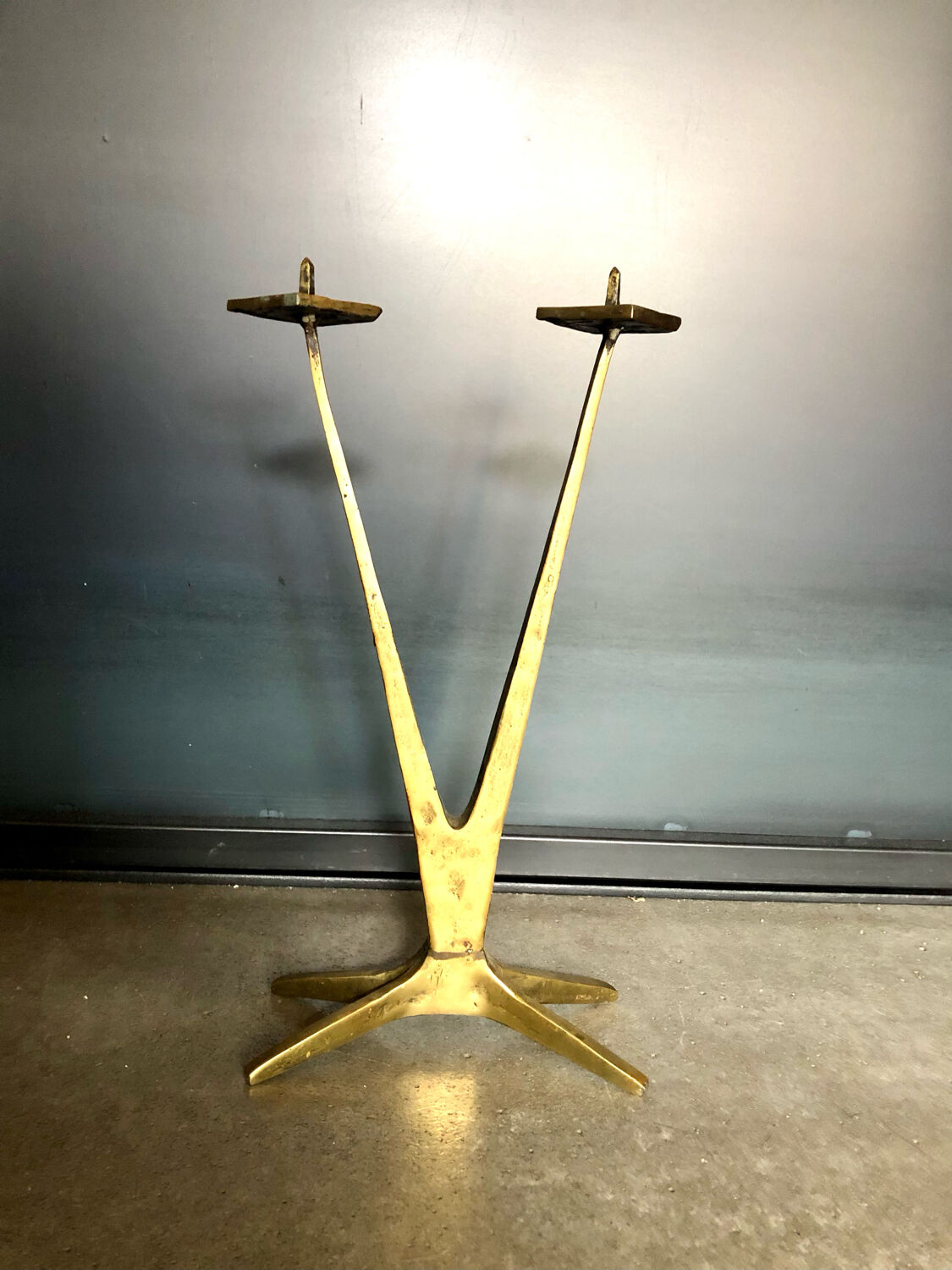 Brutalist golden candle holder