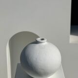 Handcrafted terracotta ball vase painted white H:24 D:26