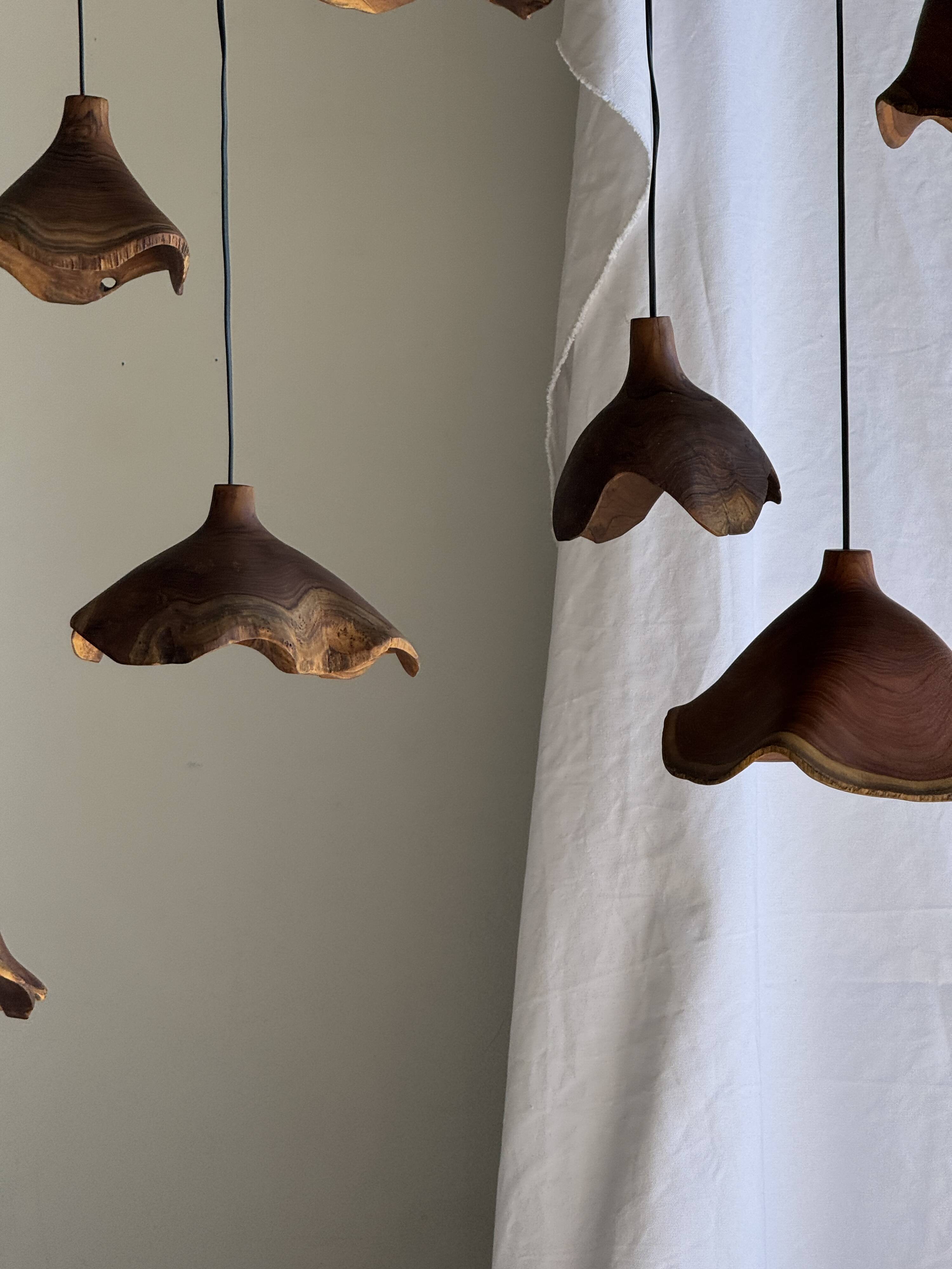 Small suspension in organic teak hat D30 H20
