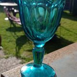 Set of 12 blue stemmed glasses
