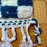 Tapis beni ouraine bleu carré fait main