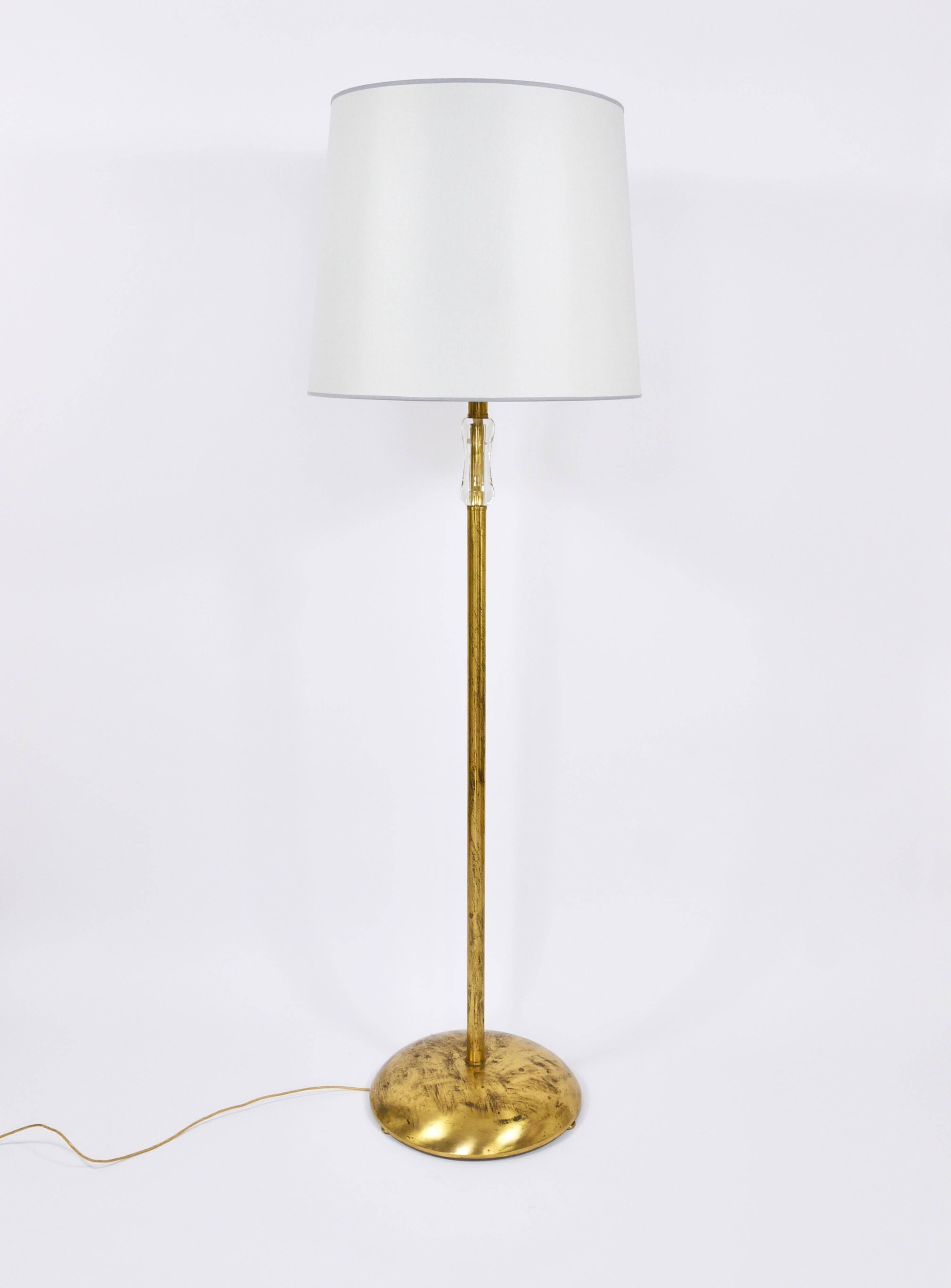 Bakalowits floor lamp from Vienna in solid brass with a glass handle, Austria, 1950s.