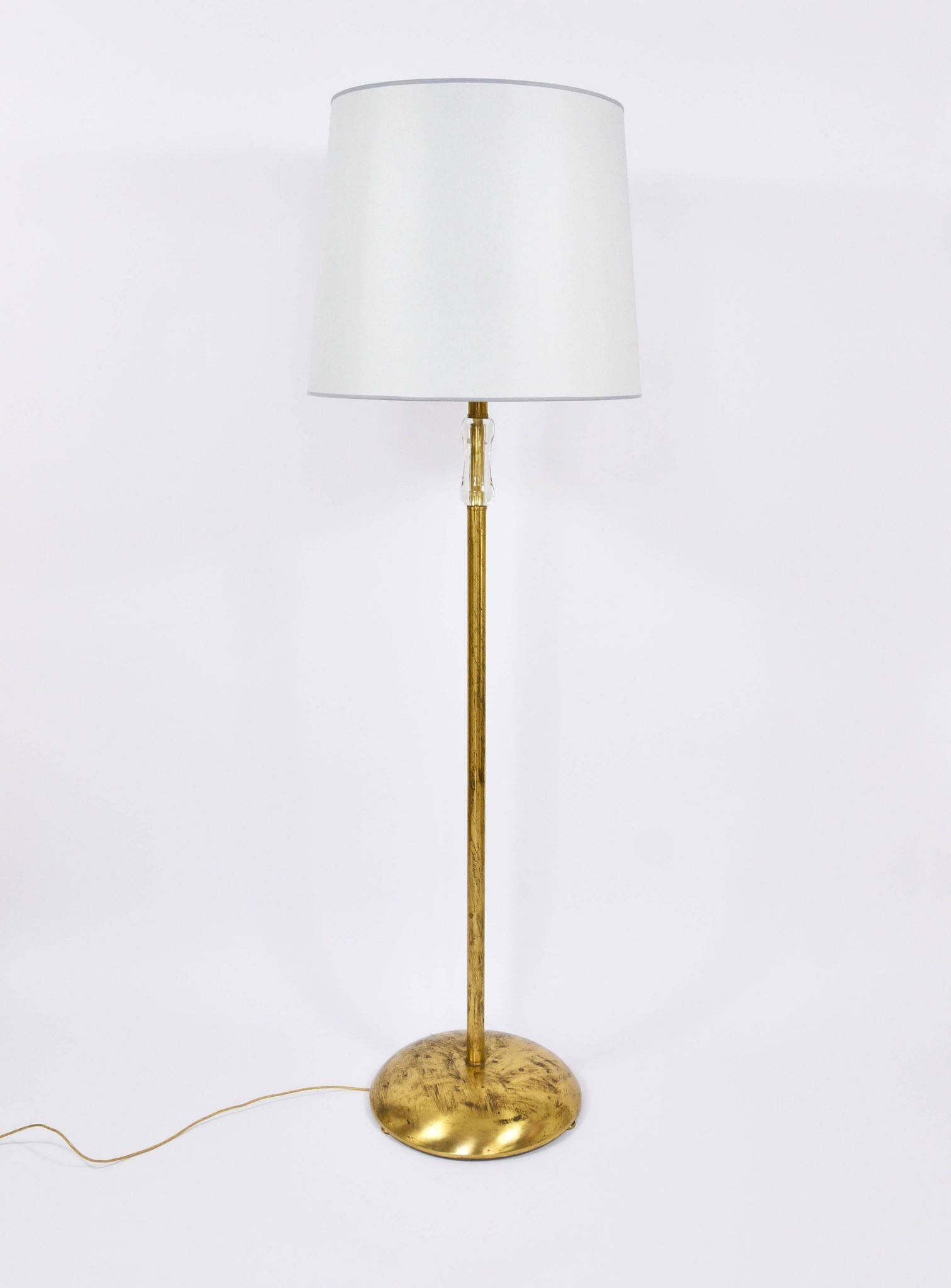 Bakalowits floor lamp from Vienna in solid brass with a glass handle, Austria, 1950s.