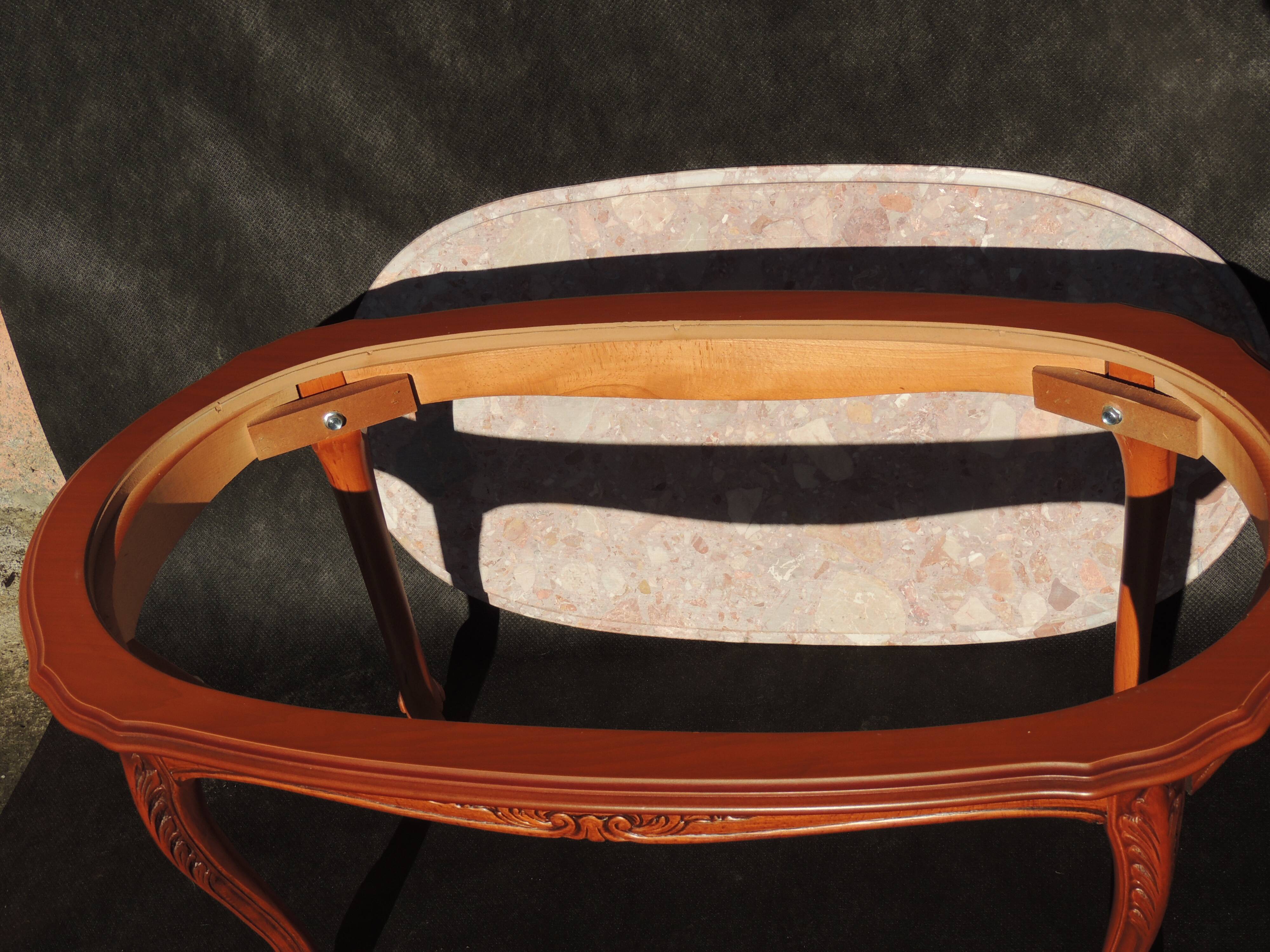 Coffee table ovalewood and marble pink salmon