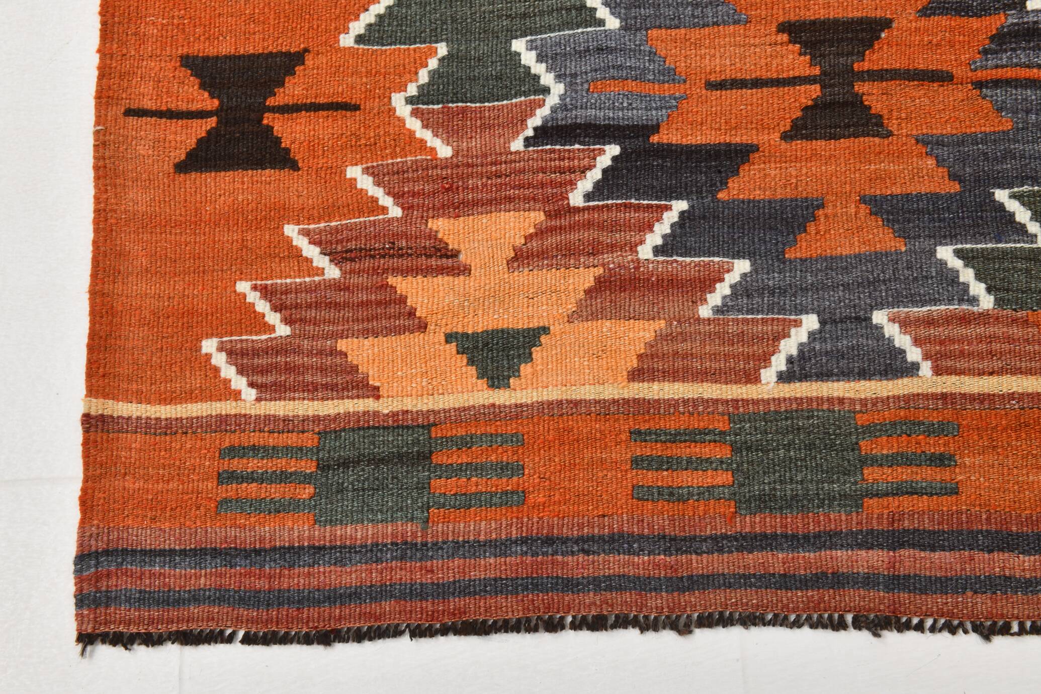 5x11 Multicolor Geometric Style Kilim Rug, Hanmade Wool Area Rug, 162x342Cm