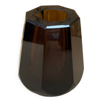 Antique daum nancy octagonal vase brown glass made in france 1930 vintage
