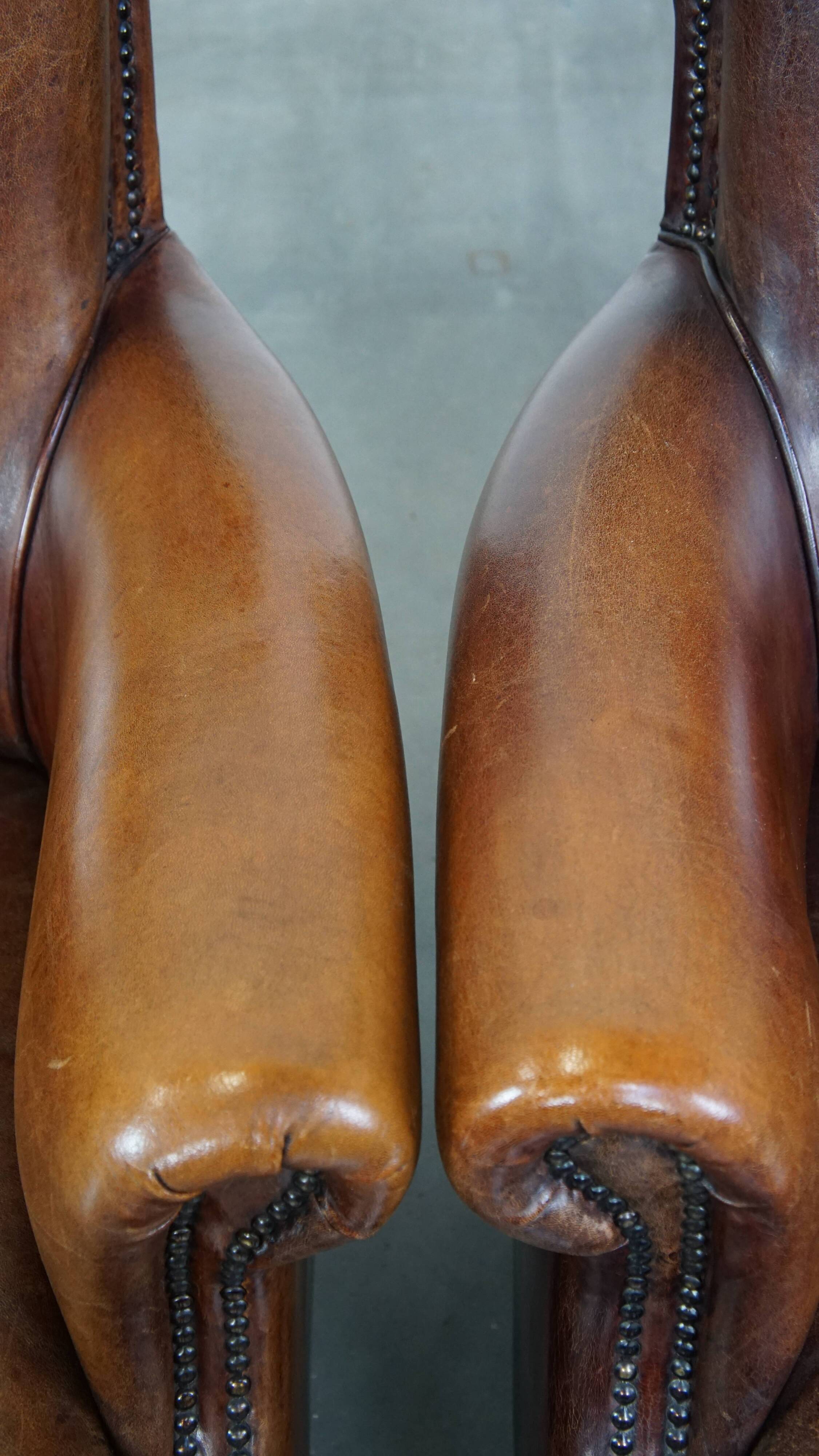 Set of 2 sheepskin leather armchairs