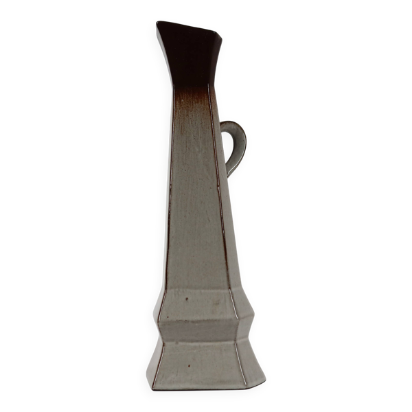 Vase-Pichet Cubiste en Céramique d'Atelier - Milieu du XXe Siècle