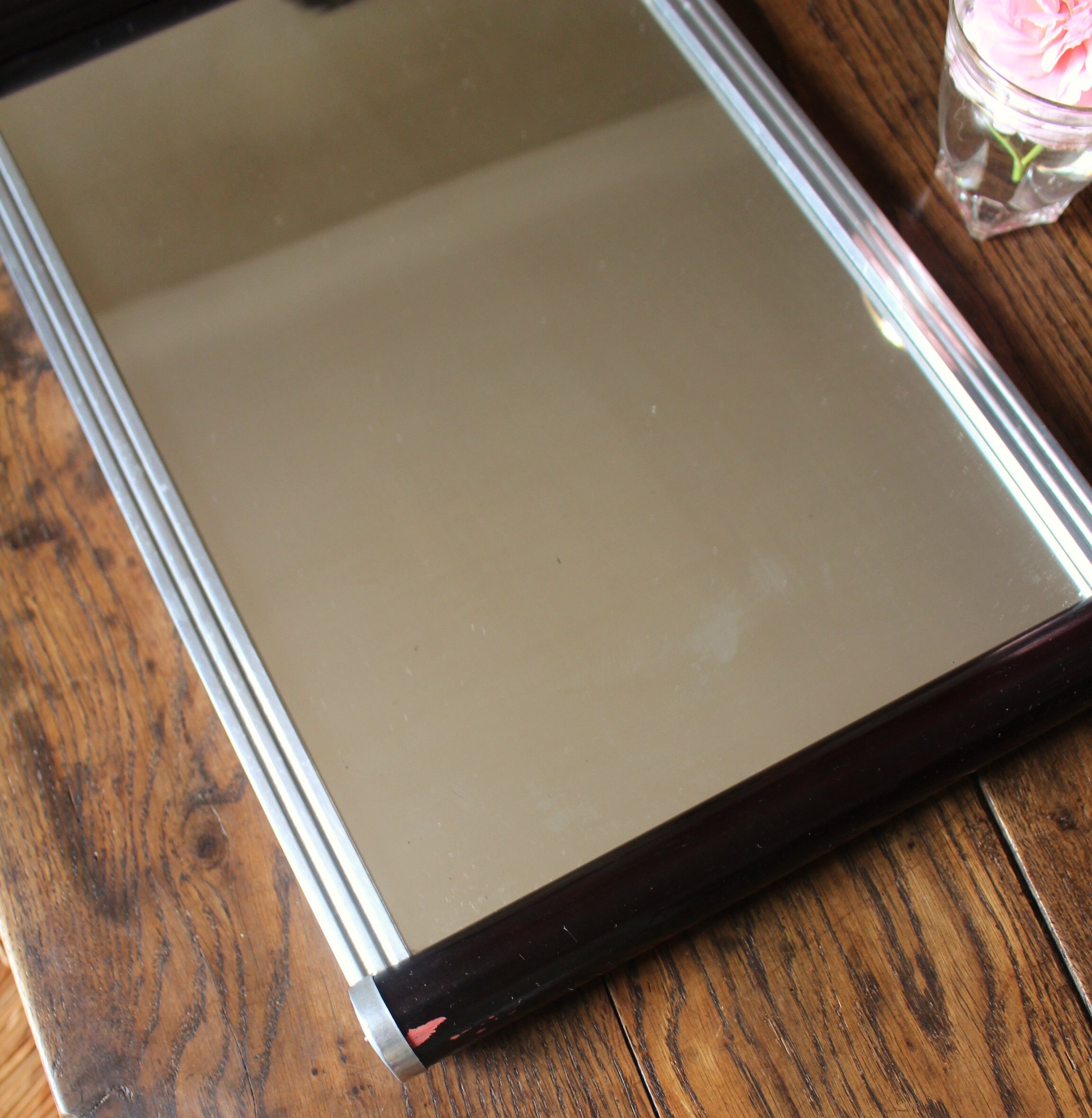 Vintage mirror top rectangle wood metal