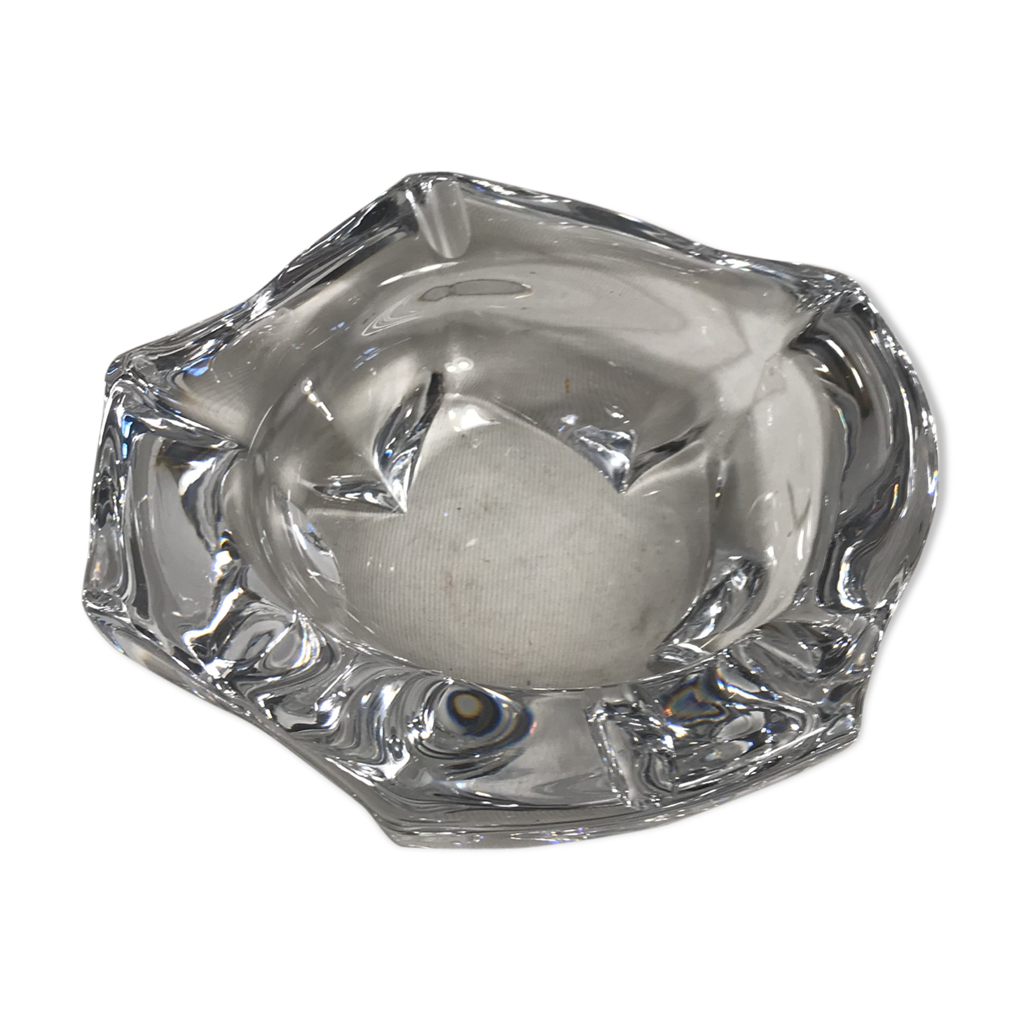 Former grand model Daum crystal ashtray signed France vintage
