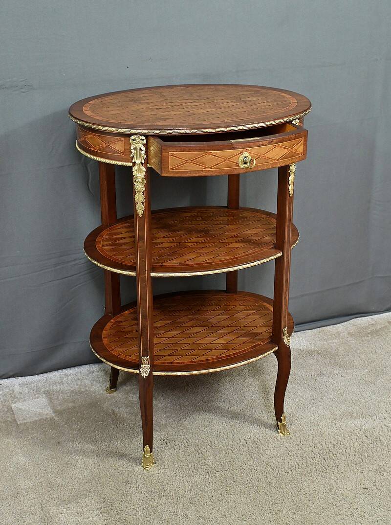 Small Marquetry Coffee Table, Transition Louis XV Louis XVI style –