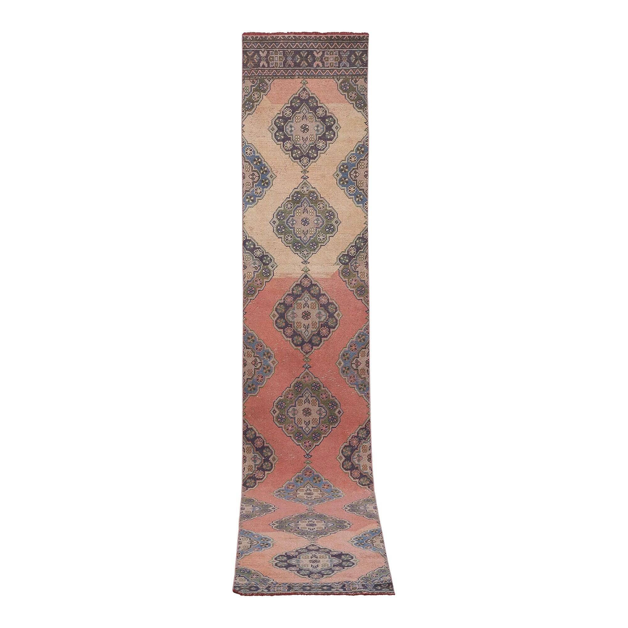 Vintage Turkish hallway rug 86x482 cm