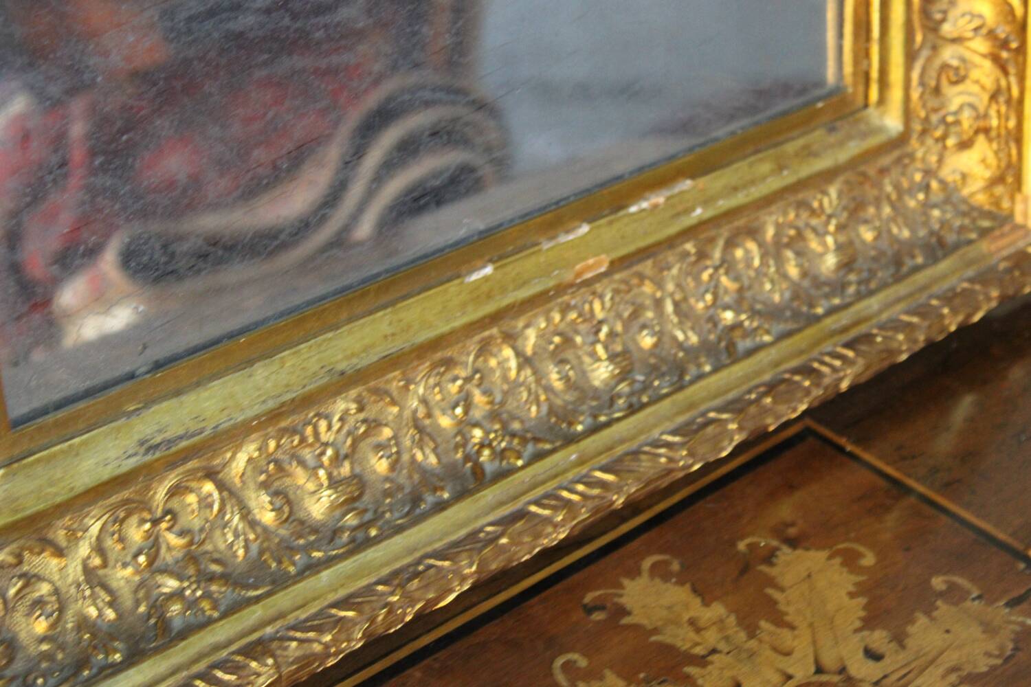 Antique,19th-century, gilt-framed wood wall mirror, Napoleon Ill