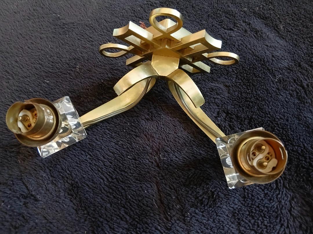 bronze and glass wall light Jules Leleu Art Deco