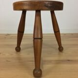 Tabouret tripode chêne massif art déco