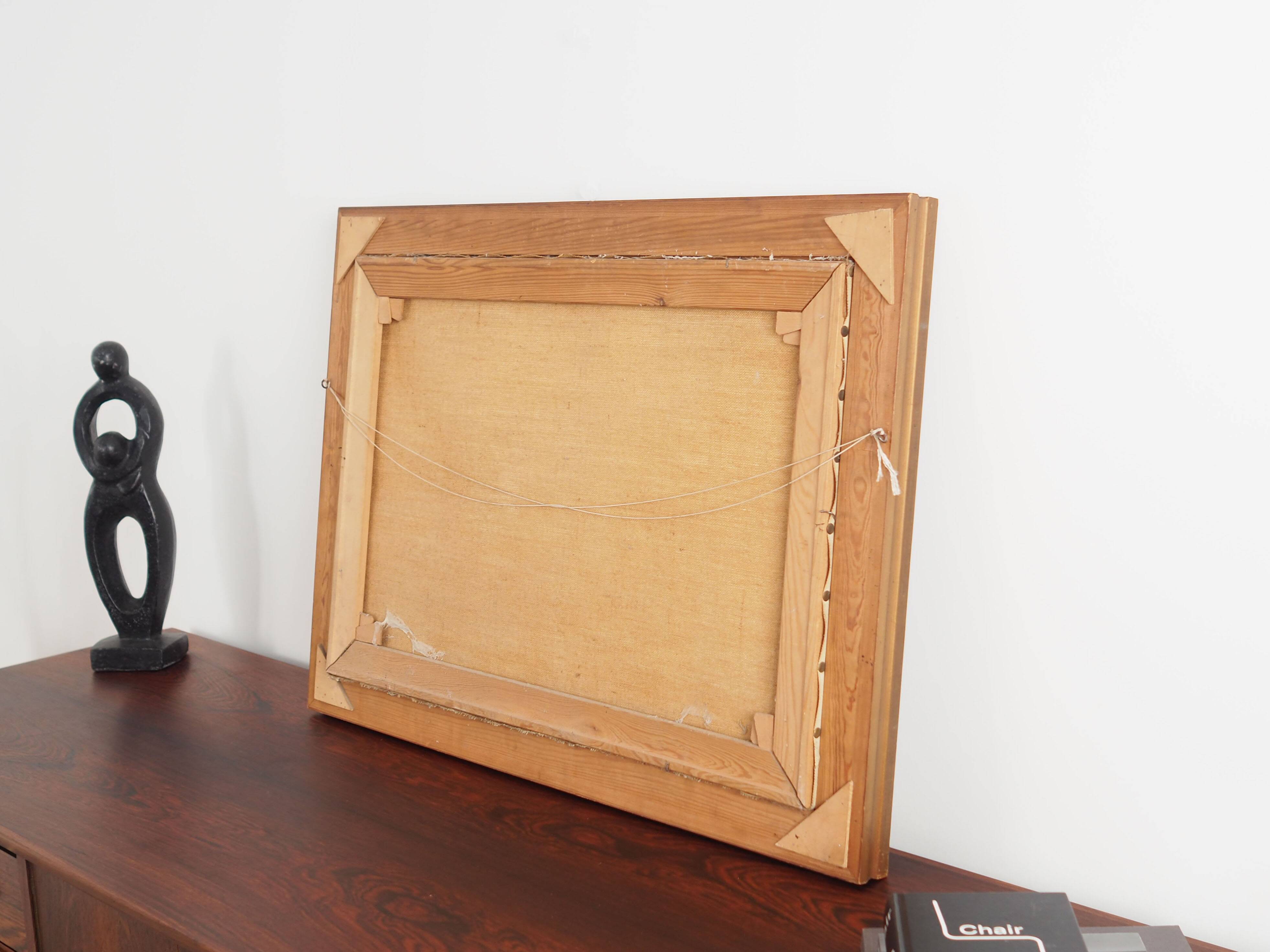 Painting „Two Birch by the Pond”, Scandinavian design, 1970s