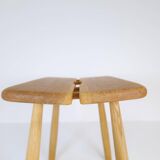 Sculptural mid-century stool in solid oak by Carl Gustaf Boulogner, Sweden, 1950s.