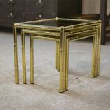 Bamboo imitation brass nesting tables 1980s