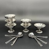 Set of 6 vintage stainless steel bowls with spoons