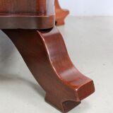 Rectangular table in solid mahogany and plated 1930/1940