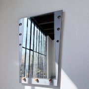 Pair of "Memphis" mirrors from the 80s in chrome and wood.