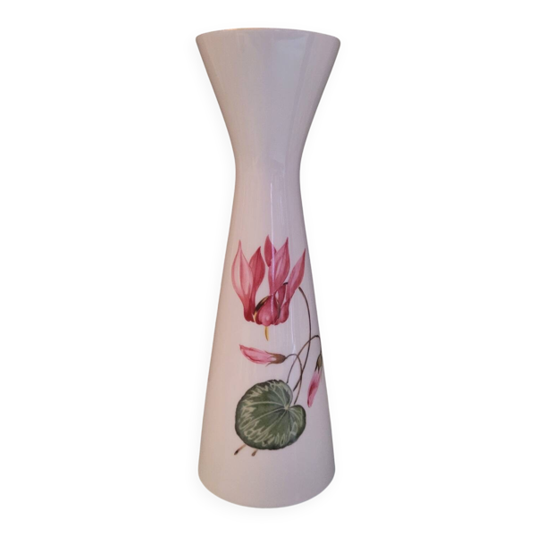 Vase en porcelaine Floss Bavaria, décor floral cyclamen – Allemagne, a — Beyit