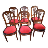 Vends 6chaises faisant partie d'une salle à manger complète en loupe d'orme