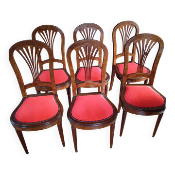 Selling 6 chairs that are part of a complete dining room set in elm burl.