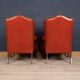 Stylish 20thc pair of english leather wing back armchairs c.1970