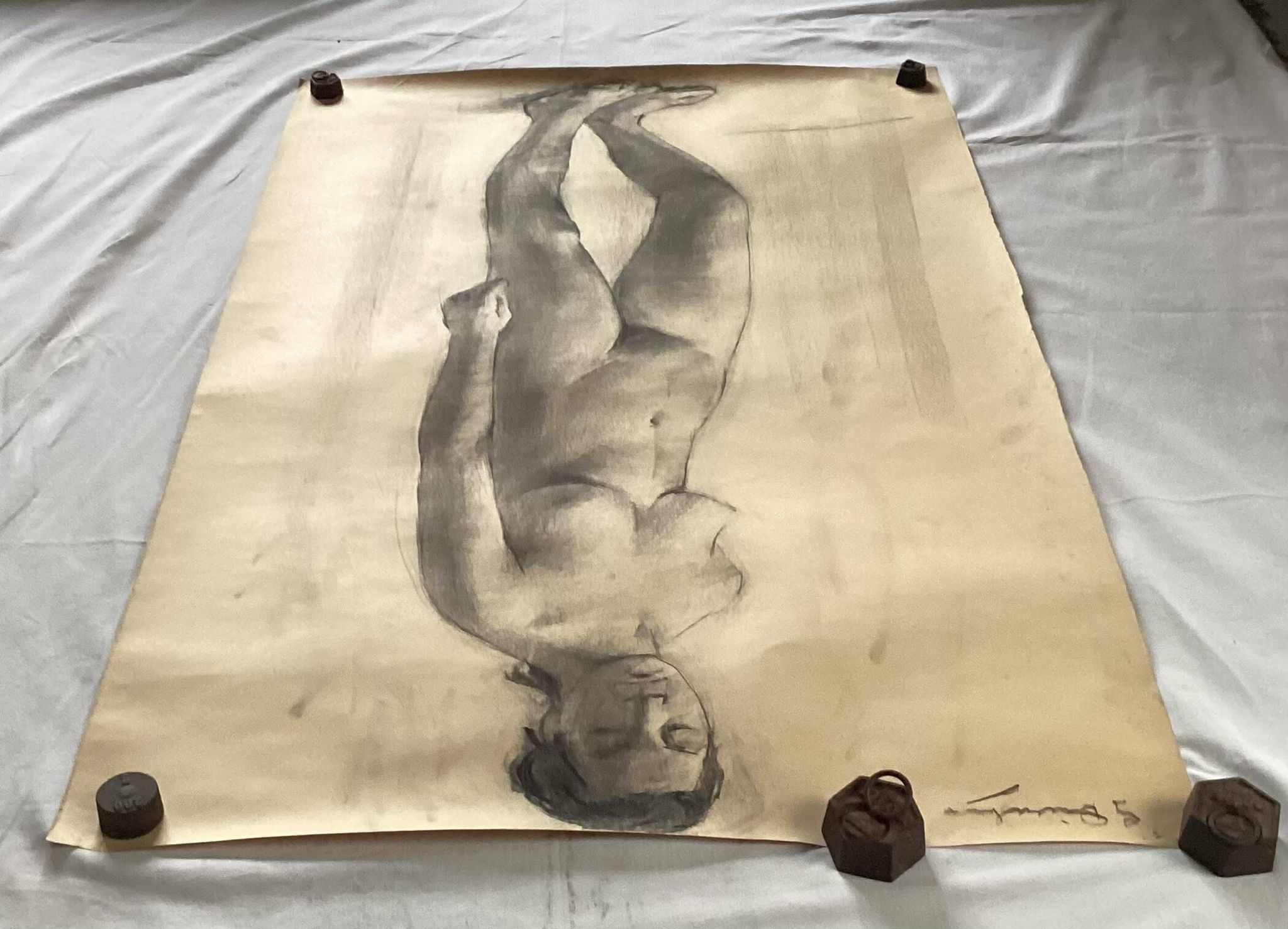 Large drawing of a “Nude” woman signed around the 1940s dimension: height -120cm - width -75