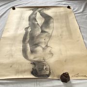Large drawing of a “Nude” woman signed around the 1940s dimension: height -120cm - width -75