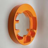 Space Age Orange Wall Mirror with Built-in Shelves 1970s