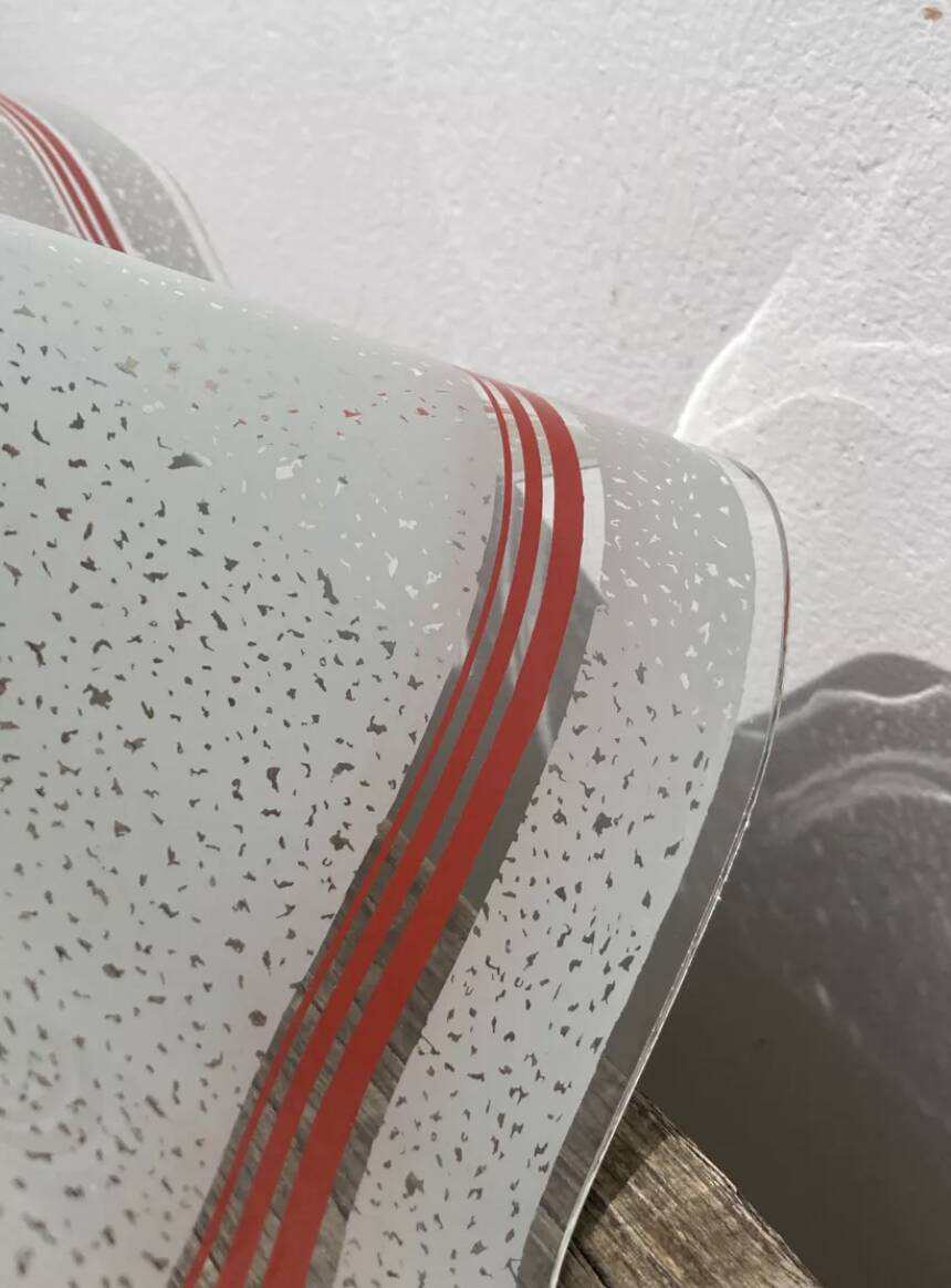 Italian white and orange glass pendant light Fazzoletto style