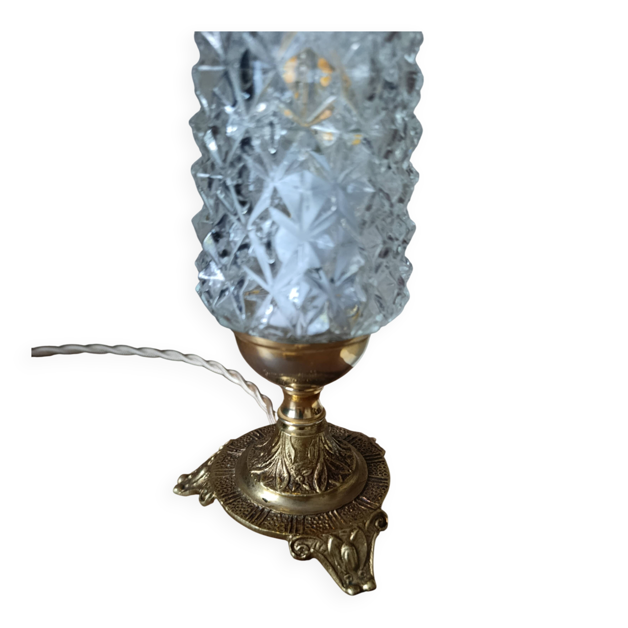 Upcycled table lamp | gold bronze & retro chic diamond tip