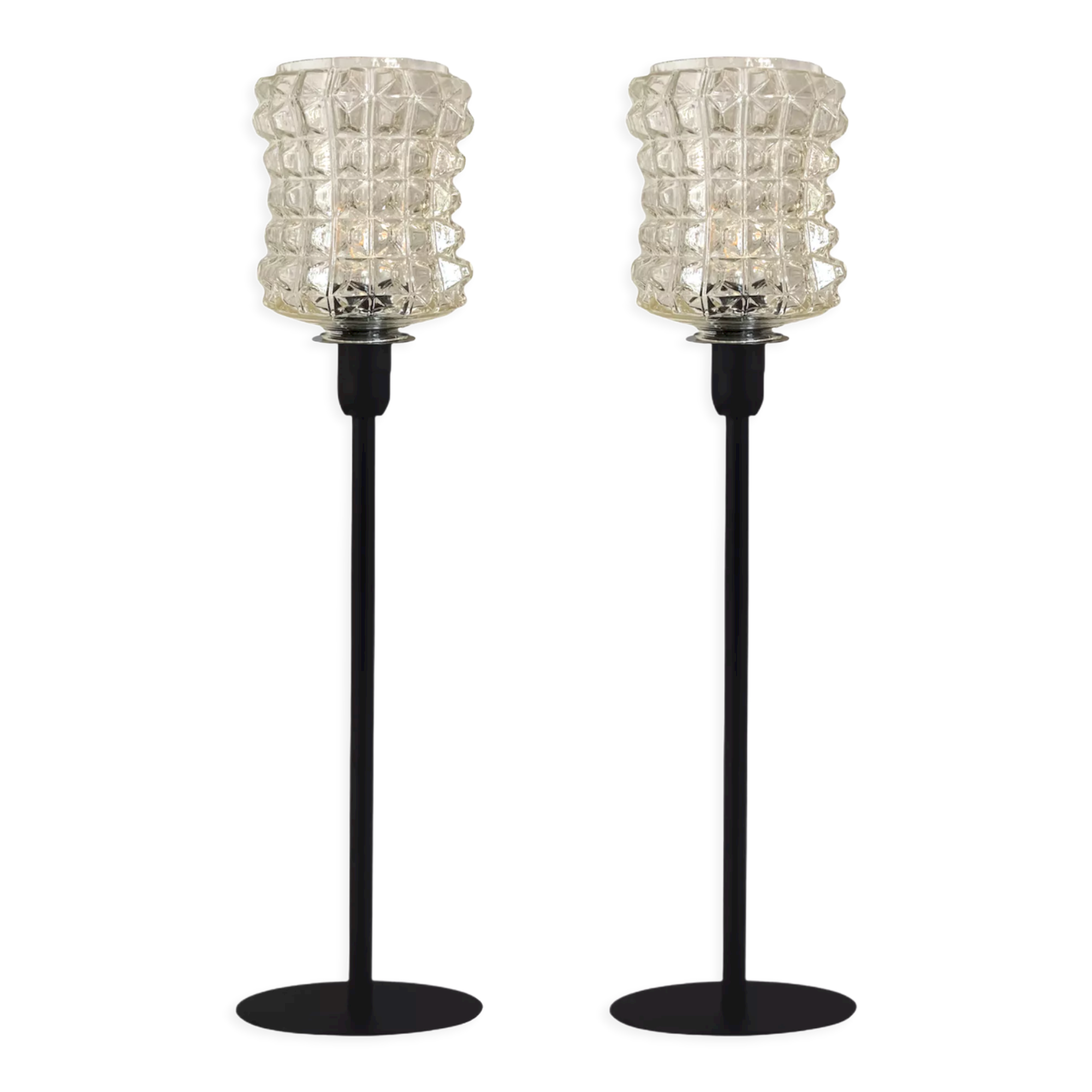 Pair of lamps with a molded glass shade