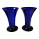 Pair of cobalt blue vases in blown glass, handmade.