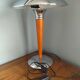 Mushroom lamp/ocean liner in chromed metal and vintage wood