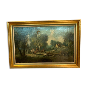 Huile sur toile La chasse a courre