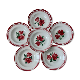Lot de 6 assiettes creuses Digoin Sarreguemines modèle Cibon