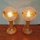 Pair of wooden and blown glass lamps, Honsel Leuchten, 1970s