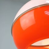 Lampe à Suspension Space Age en Plexiglas Orange et Laiton, Italie, 1970s
