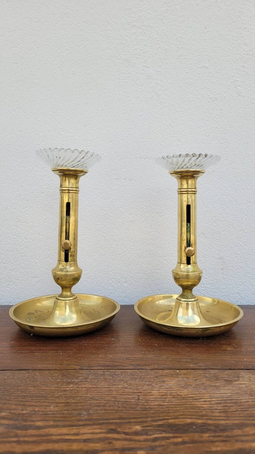 Pair of Louis Philippe candlesticks in brass 1900s